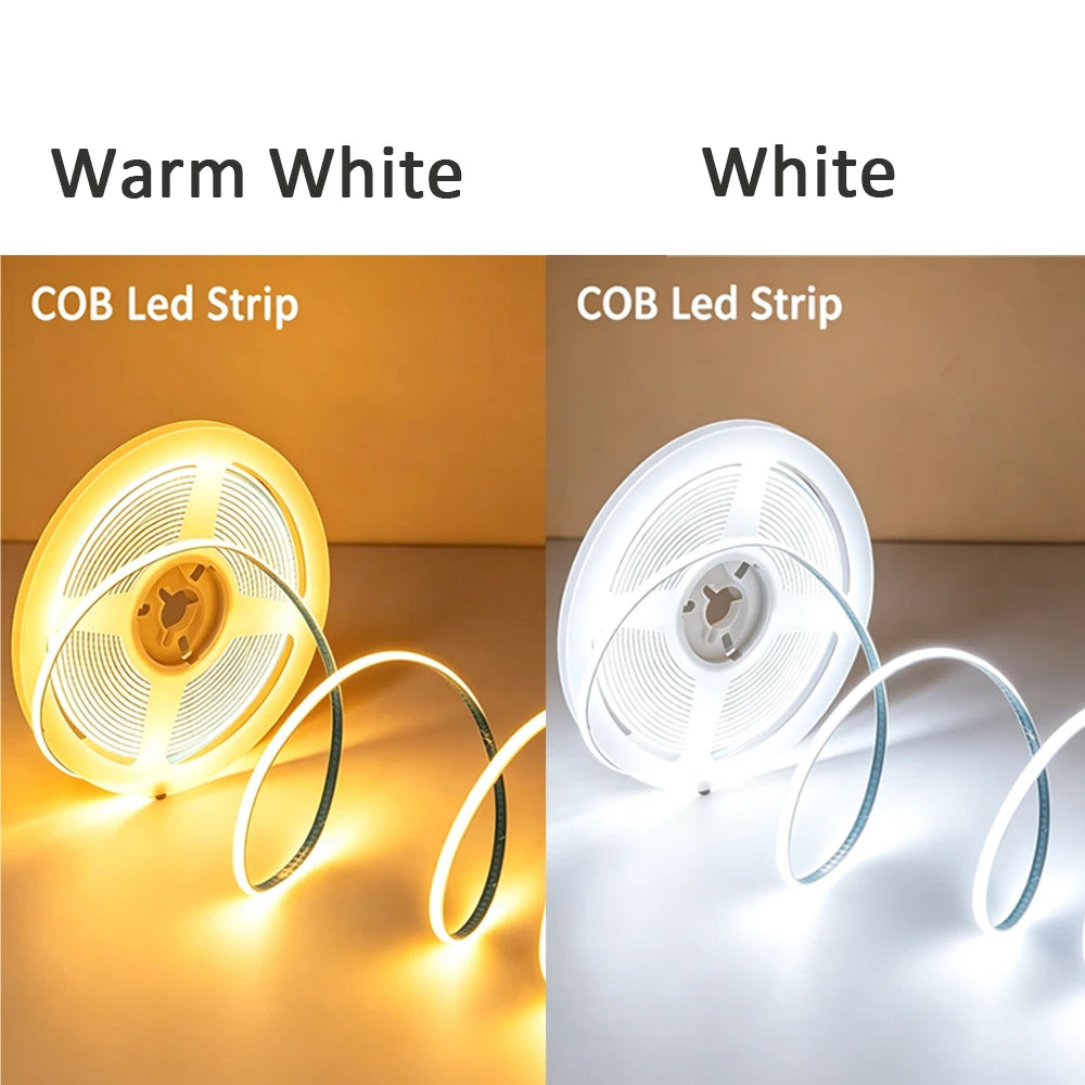 LED Strip Lights USB 5V COB Led Strip with Dimmer for Under Cabinet Kitchen Bedroom Lighting