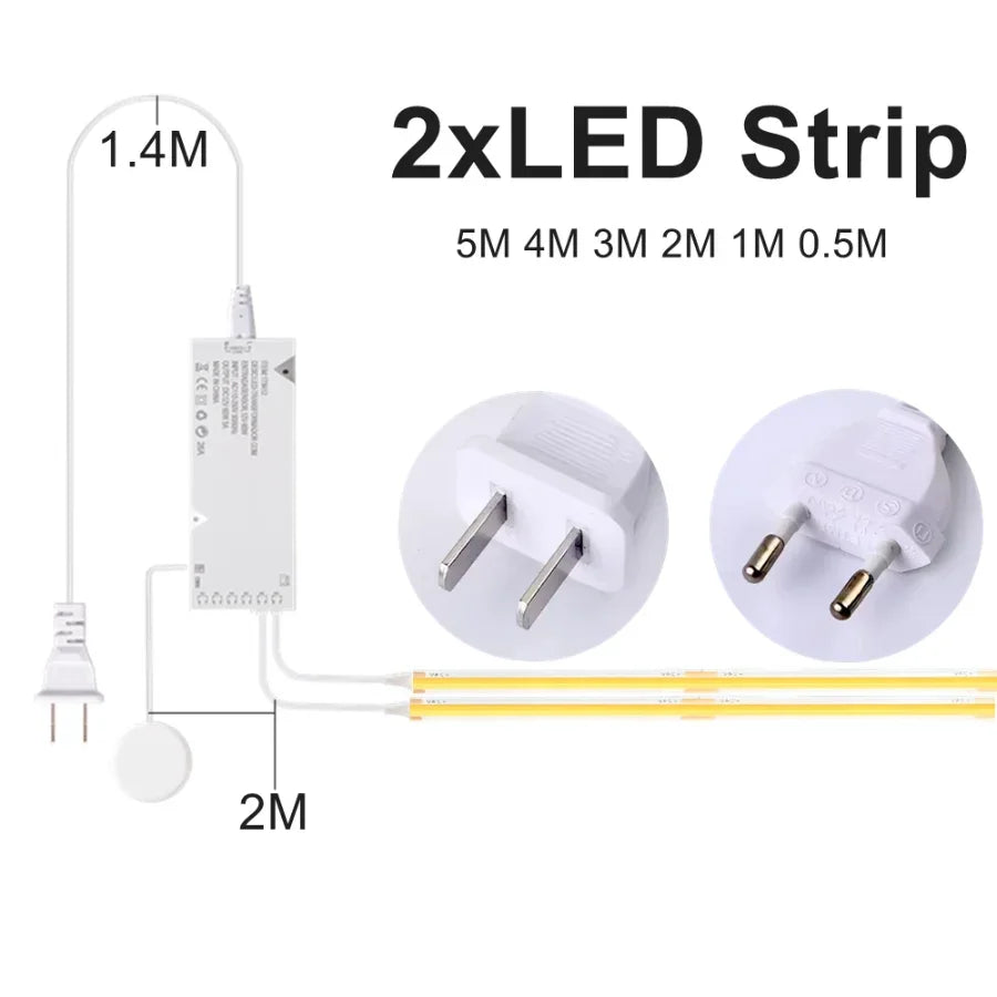 1-6pcs COB LED Strip Light Under Cabinet Display Touch Dimmer Bookcase Including Wardrobe Motion Sensor Penet Wood Closet Switch