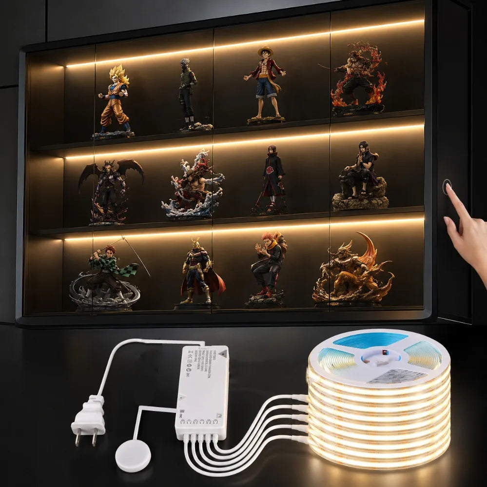 1-6pcs COB LED Strip Light Under Cabinet Display Touch Dimmer Bookcase Including Wardrobe Motion Sensor Penet Wood Closet Switch