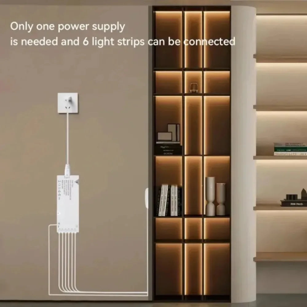 1-6pcs COB LED Strip Light Under Cabinet Display Touch Dimmer Bookcase Including Wardrobe Motion Sensor Penet Wood Closet Switch