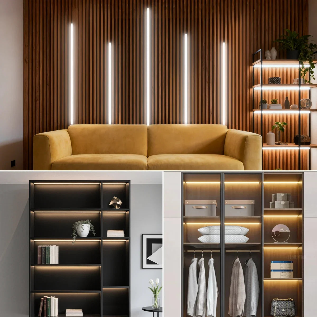 24V COB LED Strip Under Cabinet Light Neon Tape with Touch Dimmable Swtich for Closet Showcase Shelf Wall Acoustic Panel Decor